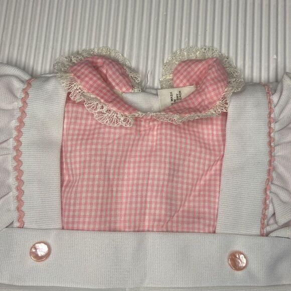 Vintage Precious Moments Newborn Romper Pink and white gingham - Picture 4 of 7